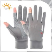 Găng tay chống nắng vải lụa băng hạ nhiệt thể thao Anasi Sport Sun Protection Sleeves SP65 - Cản 98 tia UV có hại - Màu xám ngắn
