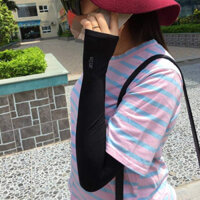 Găng tay chống nắng xỏ ngón đen Freesize cho nam và nữ, co giãn, thun lạnh, chất vải dày dặn, chống tia UV 95