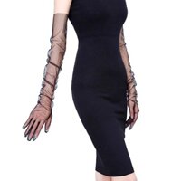Găng tay cô dâu, công chúa vải voan lưới dài 70cm đủ màu