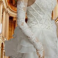 Găng tay cô dâu ren trắng Găng tay nữ dài không ngón cho tiệc cưới Găng tay khiêu vũ