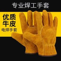Găng tay da bò hàn, chống bỏng, mềm mại, chịu nhiệt độ cao, bảo hộ lao động thợ hàn, kiểu dáng ngắn mùa hè, kiểu mỏng làm việc thoáng khí găng tay hàn mig