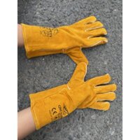 Găng tay da hàn con ngựa màu vàng- ảnh thật
