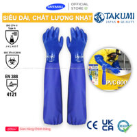 Găng tay dài hết cánh tay chống thấm nước TAKUMI PVC-600X ứng dụng thủy sản, nông nghiệp SAFEMALL