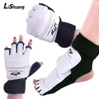 Găng tay đấm bốc LISHUANG, Găng tay Taekwondo bảo vệ chân tập luyện Karate Muay Thái, Găng tay tập luyện nửa ngón bằng da PU dành cho người lớn và trẻ em