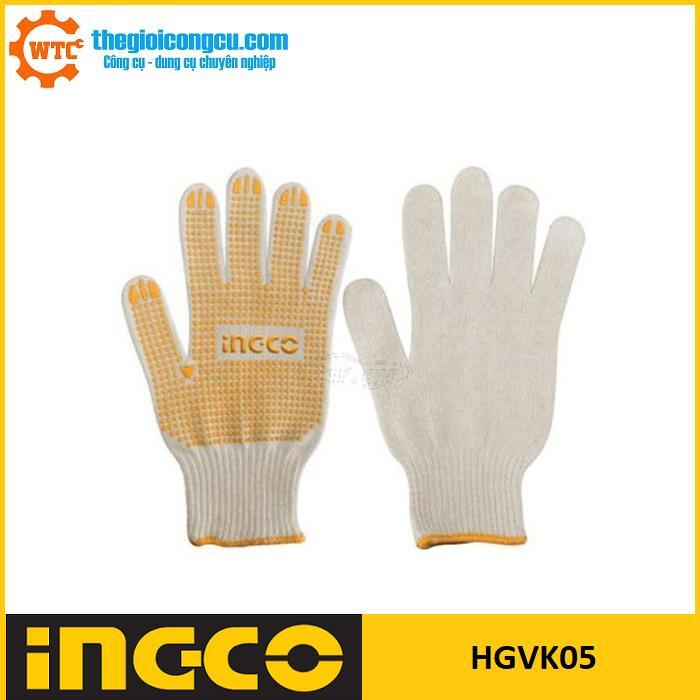 Găng tay dệt kim & có đốm chấm nhựa PVC Ingco HGVK05