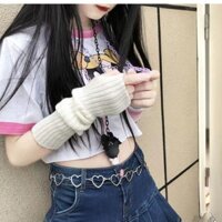 Găng Tay Dệt Kim Hở Ngón Chống Nắng Phong Cách Hip Hop Harajuku Nhật Bản Cá Tính Bảo Vệ Cánh Tay Cho Nữ jk