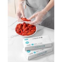 Găng tay dùng một lần PE cấp thực phẩm, dày đặc, bền, trong suốt, kéo ra, dùng cho ăn tôm càng, hộp đựng phục vụ ăn uống