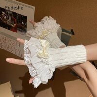 Găng tay FUDESHE Lolita, Găng tay dệt kim ren Y2k, Thắt nơ sợi Acrylic tay áo nữ / bé gái
