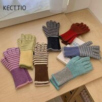Găng tay giữ nhiệt KECTTIO, Găng tay ấm mùa thu đông sọc chống lạnh, Găng tay dệt kim dày dặn chống gió