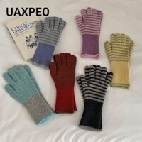 Găng Tay Giữ Nhiệt UAXPEO, Găng Tay Sọc Dày Thu Đông Ấm Áp, Găng Tay Dệt Kim Chống Gió Len Chống Lạnh