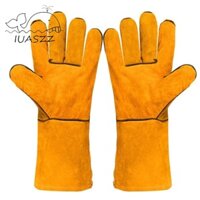 Găng tay hàn CULI, Găng tay chịu nhiệt chống mài mòn, Bảo vệ lao động Da bò cách nhiệt hai lớp Găng tay thợ hàn lò sưởi