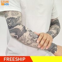 Găng Tay Hình Xăm Chống Nắng Nam Cao Cấp - Găng Tay Dài Vải Lụa Băng/Lycra Bền, Co Giãn, Không Bai Xù GSUN HN