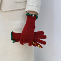 Găng tay hở ngón dạ quang nữ ngọt ngào viền lá sen mới của nhà thiết kế người Anh YILIAN, màn hình cảm ứng nữ giữ ấm 12.26