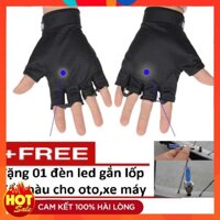 Găng tay hở ngón thể thao, lái xe size TI 214 Đen   Tặng 1 đèn led gắn van xe đổi màu TI 131  - Size M