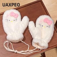 Găng tay hoạt hình UAXPEO, Găng tay sang trọng Anime chống gió dày, Quà tặng bé gái Giữ ấm Hello Kitty Sanrios Găng tay mùa đông mềm mại Đi xe đạp ngoài trời