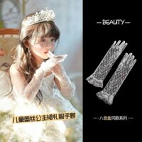 Găng tay hộp tám tông màu hình trái tim đường cho bé gái, đầm công chúa, găng tay chụp ảnh sinh nhật, găng tay cổ tích biểu diễn ren cho trẻ em