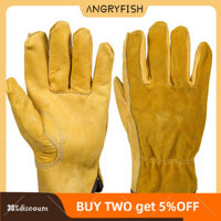 Găng tay làm việc bằng da thật ANGRYFISH Găng tay làm vườn tài xế chống trượt cho xe sửa chữa cơ khí