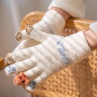 Găng Tay Len Năm Ngón Hình Gấu Dễ Thương Giữ Ấm Mùa Đông Chống Lạnh Phong Cách Nhật Bản Cho Nữ