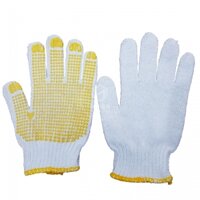 Găng tay len phủ hạt nhựa vàng