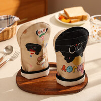 Găng tay lò vi sóng Găng tay chống bỏng chống trượt cho nồi hấp Găng tay bông cách nhiệt dày Găng tay đặc biệt cho lò nướng chịu nhiệt độ cao