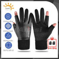 Găng tay nam da PU Anasi PUG10 -Chống nước - Chống trượt -  Chống nắng, chống gió khi đi phượt, dã ngoại, chạy xe - Lật mở 2 ngón