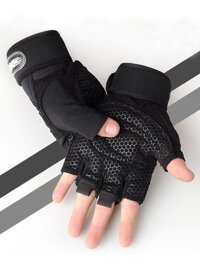 Găng Tay Nam Tập Gym, Phượt, Thể Thao Đa Năng Hàng Nhập Khẩu Cao Cấp có quấn cổ tay VJ1125 - Màu Đen,M