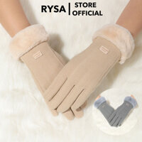 Găng tay nữ vải thời trang mùa đông RYSA bao tay nữ chống lạnh lót nỉ giữ nhiệt tốt
