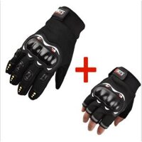 Găng tay phượt Sports cao cấp, găng đi xe máy có gù bảo vệ - Đen,1 Đôi nửa ngón