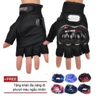 Găng Tay Probiker Hở Ngón Cao Cấp Thành Long TL6374 tặng khăn đi phượt đa năng
