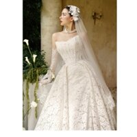 Găng tay ren phối váy cưới