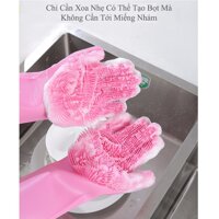 Găng Tay Rửa Bát Silicon Tạo Bọt Đa Năng- Siêu Bền- Chịu Nhiệt - Hàng Chính Hãng MINIIN - Hồng