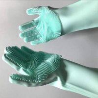Găng Tay Rửa Bát Silicon Tạo Bọt Đa Năng- Siêu Bền- Chịu Nhiệt - Hàng Chính Hãng MINIIN - Xanh lá