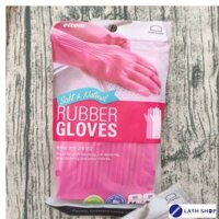 Găng tay rửa chén cao su tự nhiên Lock&amp;Lock đầy đủ 3 size S, M, L ETM801, ETM802, ETM803, ETM804, ETM805 - Size M 37cm màu hồng