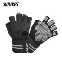 Găng tay tập gym AOLIKES A-113B chống trơn trợt Fitness Gym Glove - Black - M