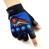 Găng tay thể thao nửa ngón tay giả da nam chống trượt găng tay thể dục đi xe đạp ngoài trời - Màu Xanh