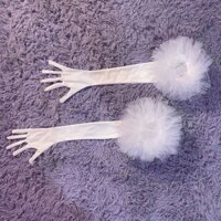 Găng tay thun satin viền lưới bao tay cô dâu