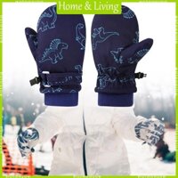 Găng tay trượt tuyết trẻ em AOTO Găng tay chống nước in họa tiết khủng long Găng tay giữ nhiệt