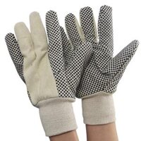 Găng tay vải bạt chấm hạt nhựa PVC màu đen 8 OZ