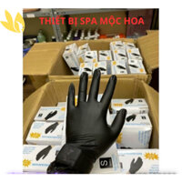 Găng Tay Y Tế Không Bột Bao Tay Y Tế Cao Su Đen Găng Tay Dùng Nặn Mụn- Phun Xăm Trong Spa Hộp 50 Đôi