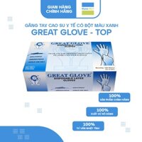 Găng Tay Y Tế Latex Có Bột Màu Xanh Top Gloves (Hộp 100 Chiếc)