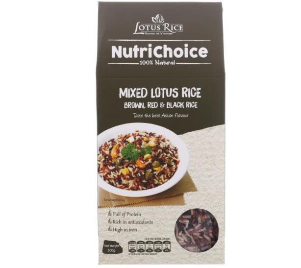 Gạo hỗn hợp Tấm Cám Lotus Rice NutriChoice hộp 0,5kg