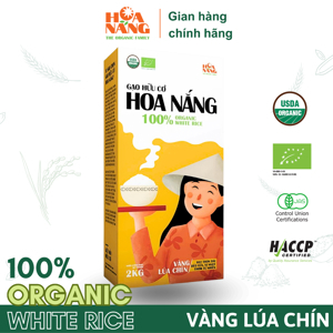 Gạo hữu cơ Hoa Nắng Vàng lúa chín hộp 2kg