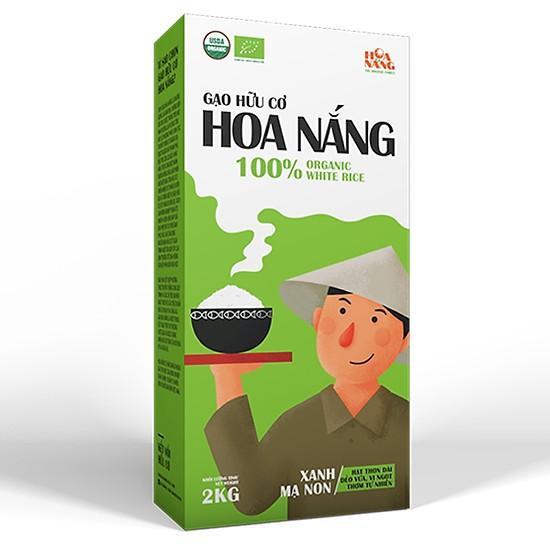 Gạo hữu cơ Hoa Nắng Xanh mạ non hộp 2kg