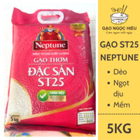 Gạo ST25 Neptune Hút Chân Không Dẻo Thơm Mềm Cơm túi 5kg - Hàng Chính Hãng