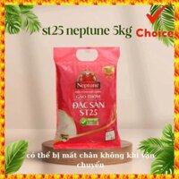 Gạo ST25 Neptune Hút Chân Không Dẻo Thơm Mềm Cơm túi 5kg - Hàng Chính Hãng