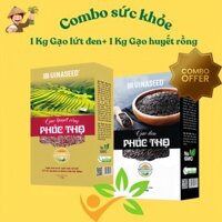 {GẠO TẾT}Combo đặc biệt 1kg gạo Lứt Huyết Rồng + 1kg gạo Lứt Đen, gạo ngon cho sức khỏe tuyệt vời