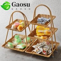 Gaosu Giá Ăn Nhẹ, Khay Đựng Trái Cây Giả Mây Vuông, Khay Đựng Trái Cây Khô Thủ Công Bằng Nhựa Retro Món Tráng Miệng