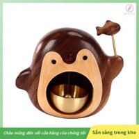 [Gaozuo523.vn] Chuông cửa bằng gỗ, Chuông gió quả óc chó màu đen, Chuông đồng, Dòng chim cánh cụt, Quà tặng trang trí nhà cửa.