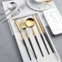 Gấp Bộ Đồ Ăn Di Động Nhân Viên Văn Phòng 304 Bộ Đồ Ăn Bằng Thép Không Gỉ Di Động Gấp Gọn Đũa Bít Tết Nĩa / Muỗng Nĩa Gấp
