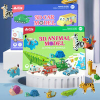 Gấp giấy nghệ thuật Origami phiên bản 3D mô hình ô tô và động vật đồ chơi thủ công sáng tạo cho bé